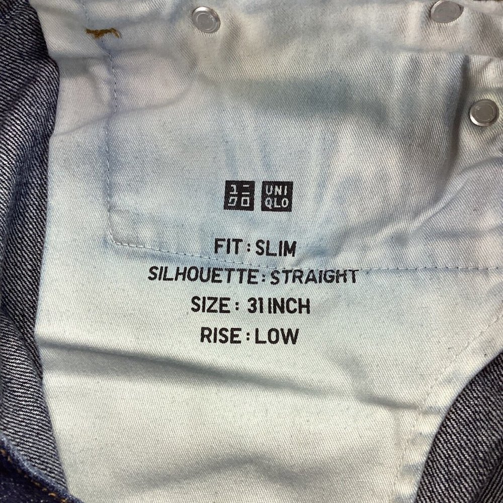 Uniqlo Men’s Selvedge Jeans Size 31x32 Slim Straight Fit Blue Denim - Picture 4 of 14